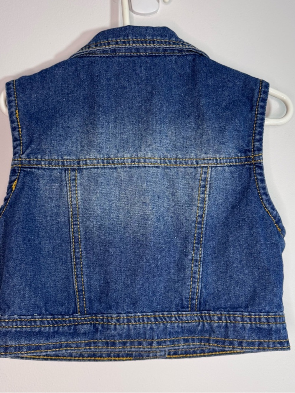 Vintage Girls Denim Vest Blue Button Front Cropped Jean Vest Size 7/8 - Picture 3 of 5